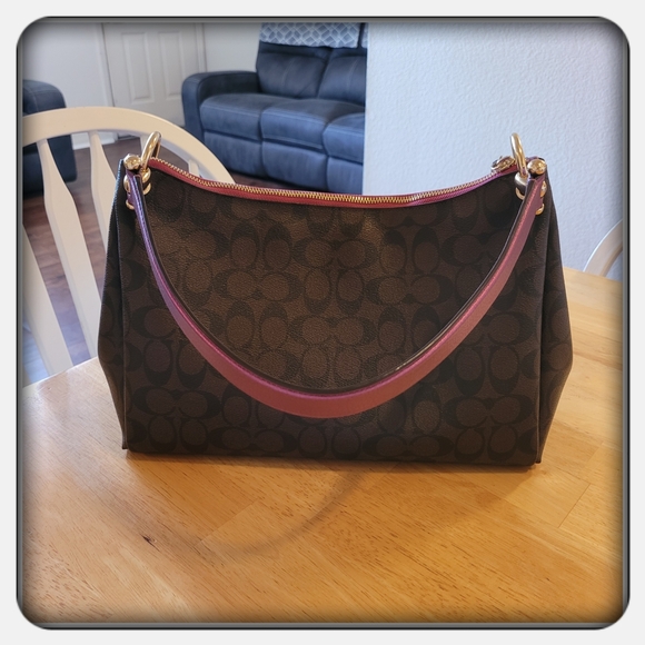 EUC Coach Large Mia Brown Metallic Berry Satchel - Picture 5 of 12